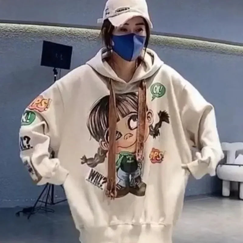 Hoody Extra Large 2025 New Medium To Long Size Cartoon Cute Girl Fleeces Hooded Women Hoodie Autumn Sweater Loose Top Sweatshirt