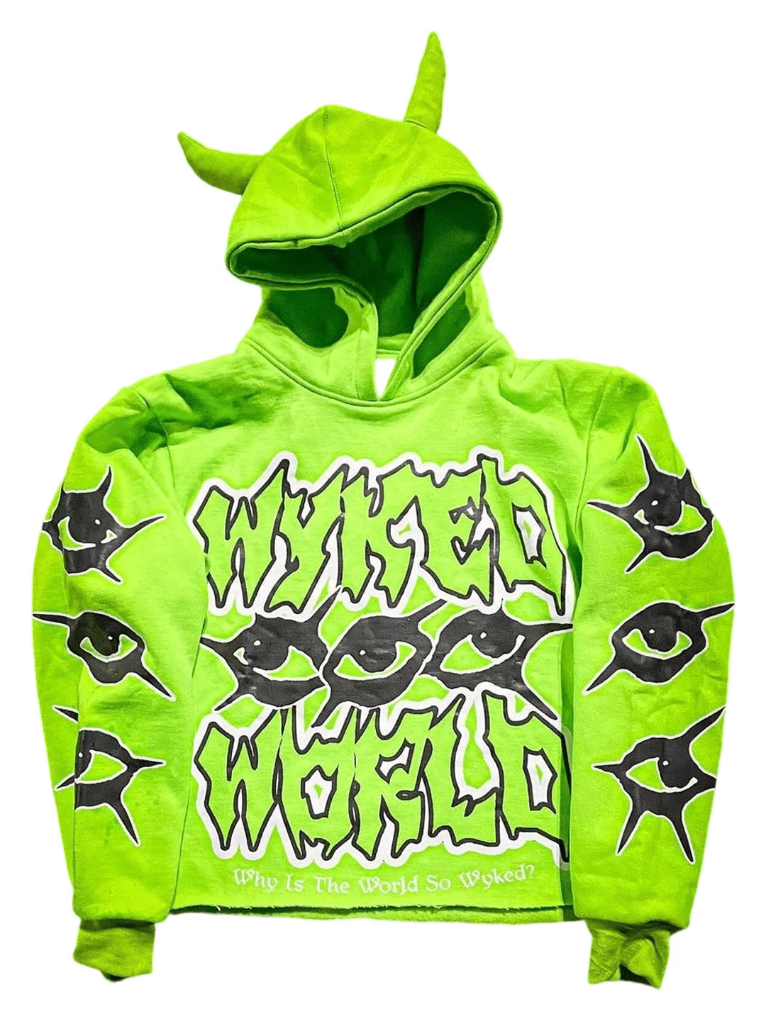 Harajuku Y2K Hoodie with Horn Hat for Men Funny Printed Casual Top