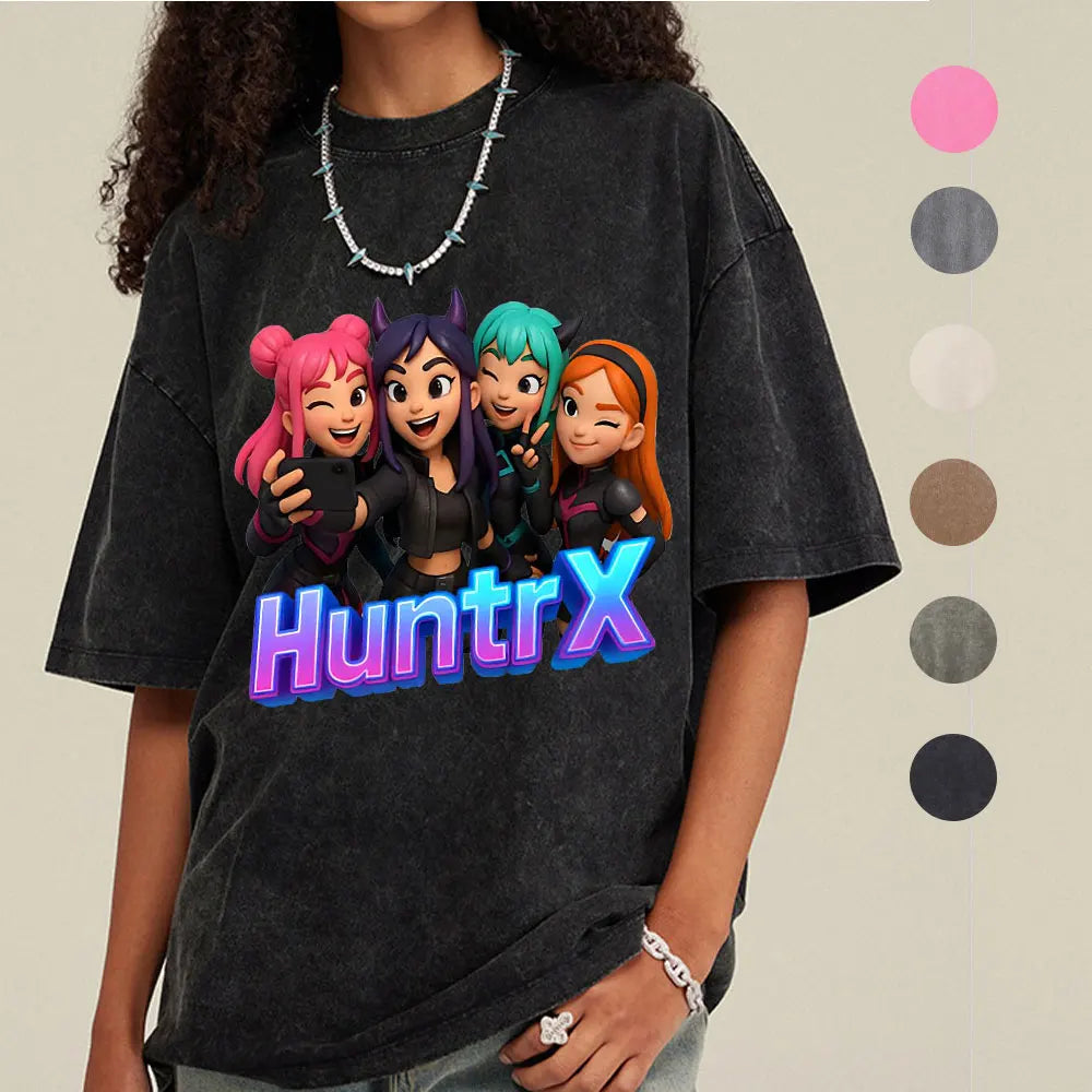 2025 Anime KPOP Tshirts Men Vintage Washed Shirt Harajuku Oversize Crew Neck Cotton Tee Cotton Fashion Streetwear Unisex Top