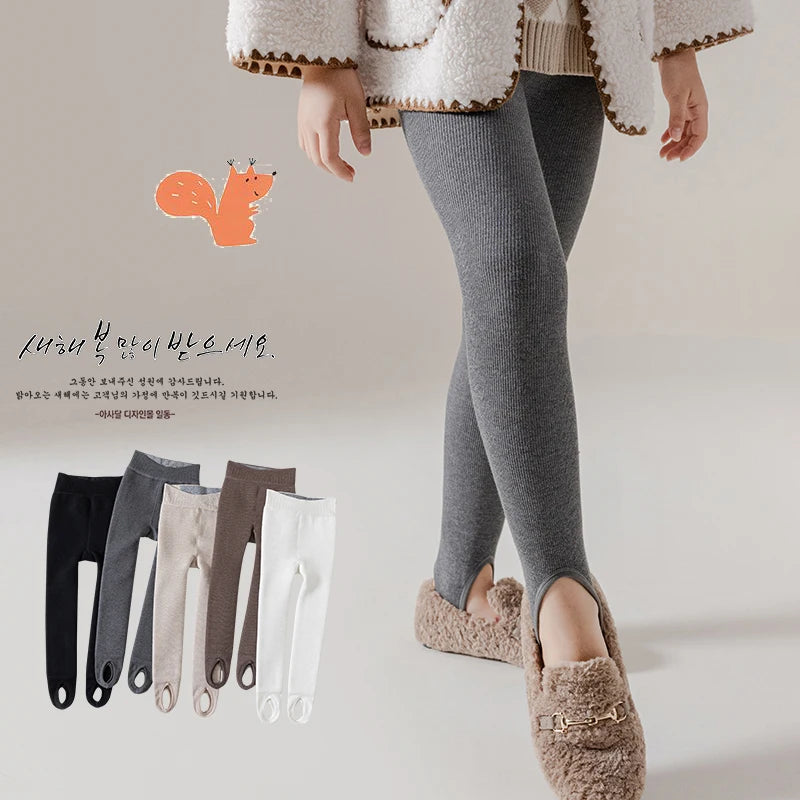 Winter warmer Tights For Girls Children Stockings Dancing Pantyhose Baby child Plus velvet stripe Polar Fleece Lining Leggings