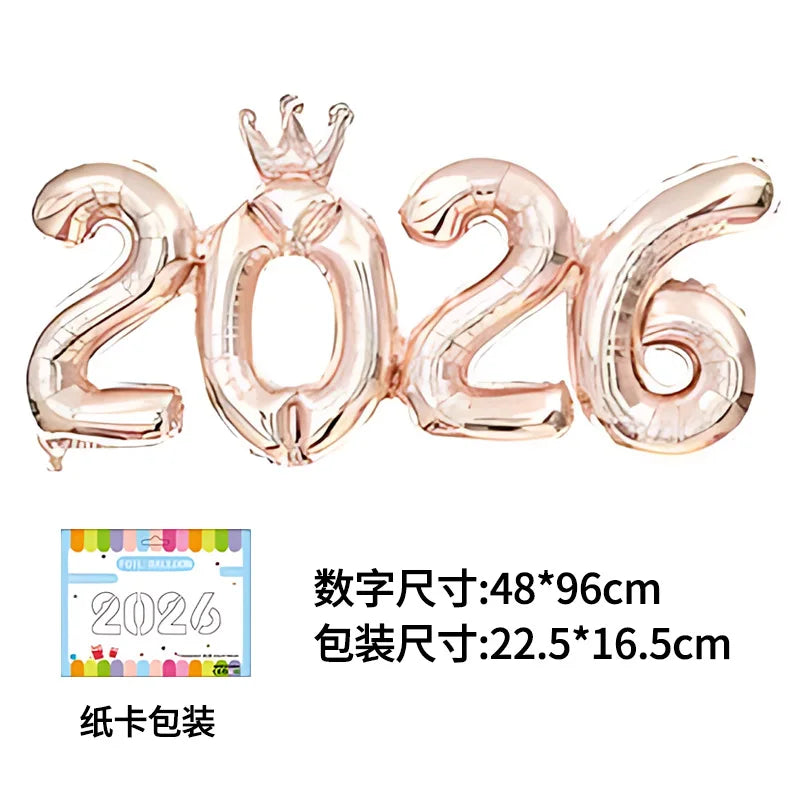 2026 Number Foil Balloons for Happy New Year Eve Party Decoration Photo Booth Props Supplies Christmas Home Decor Navidad 2025