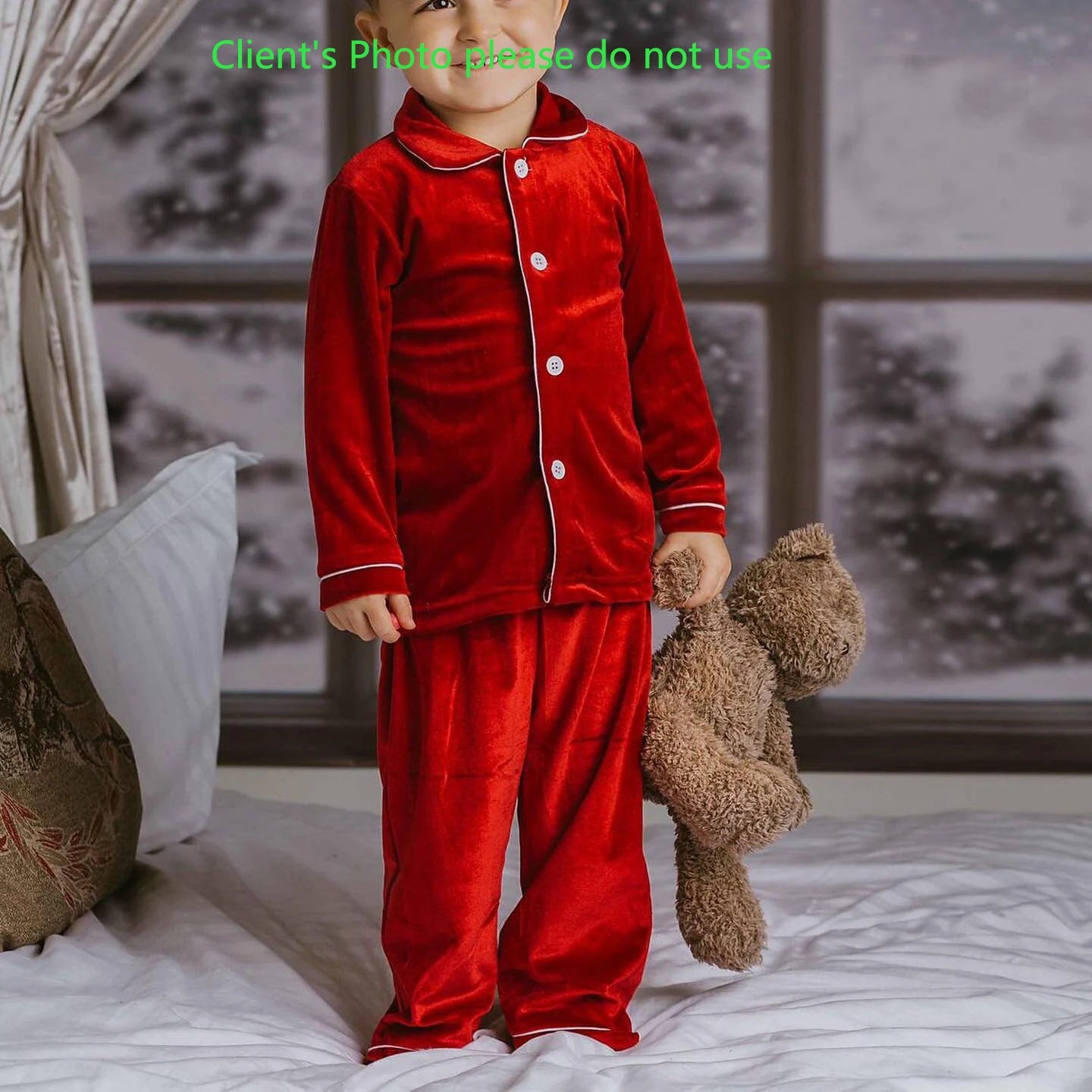 2025 winter family christmas matching outfits loungewear kids girls boys red velvet pyjamas fille cream white pjs set sleepwear