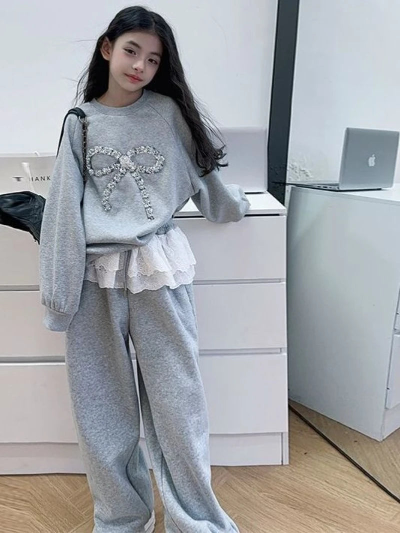 Sweatshirt Set Top & Pants 2-Piece 2025 Girl Autumn Winter Clothes Boutique Clothing Children's Setup Girls's Sets 4yrs Suit