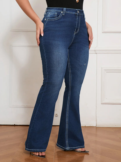 Curvy Women's Plus Size Flare Jeans High-Quality Denim Pants for Fashion-Forward Plus Size Women