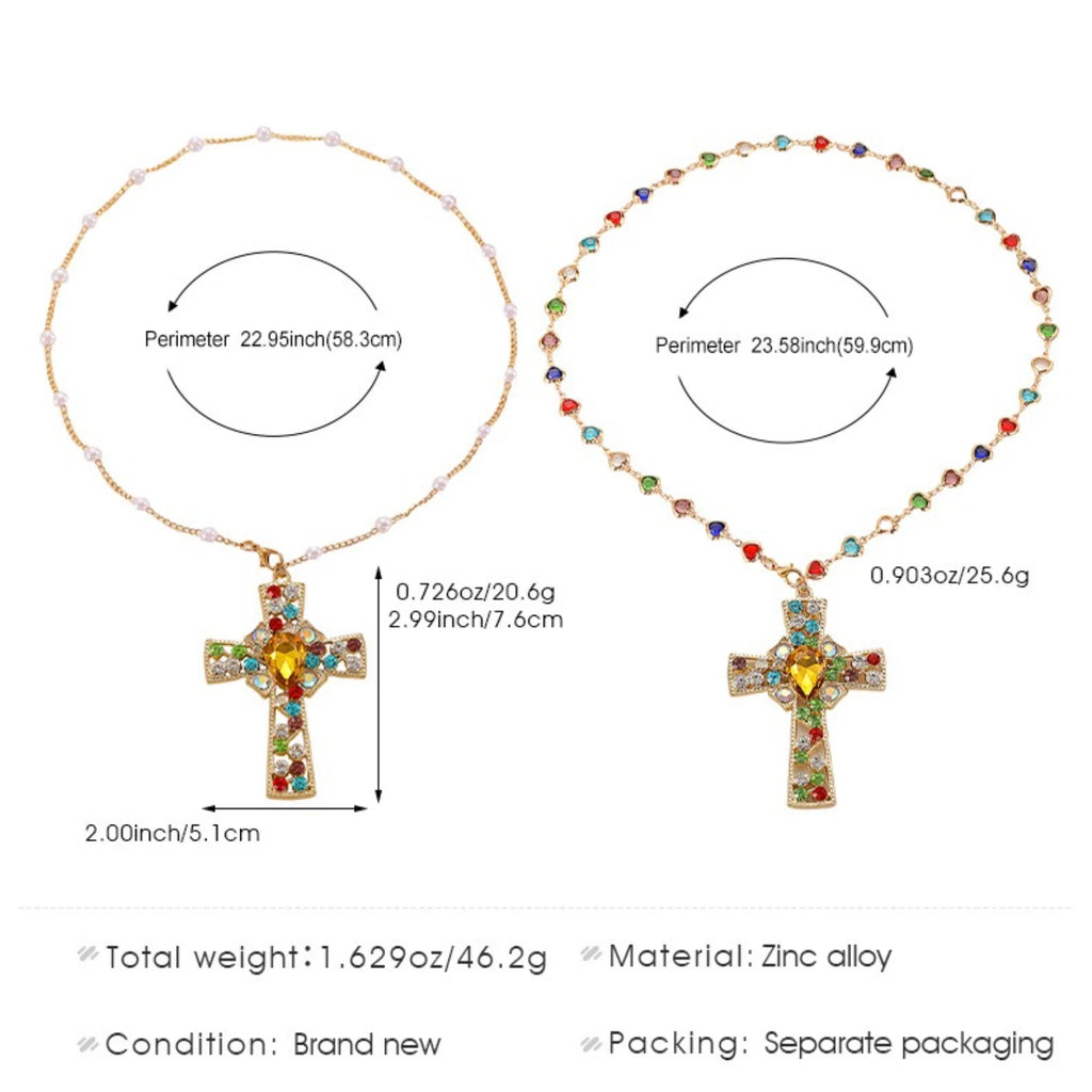 WANZHI Exquisite Metal Zircon Cross Tassel Necklaces for Women Men Luxurious Punk Long Choker Fashion Jewelry Accessories Gifts