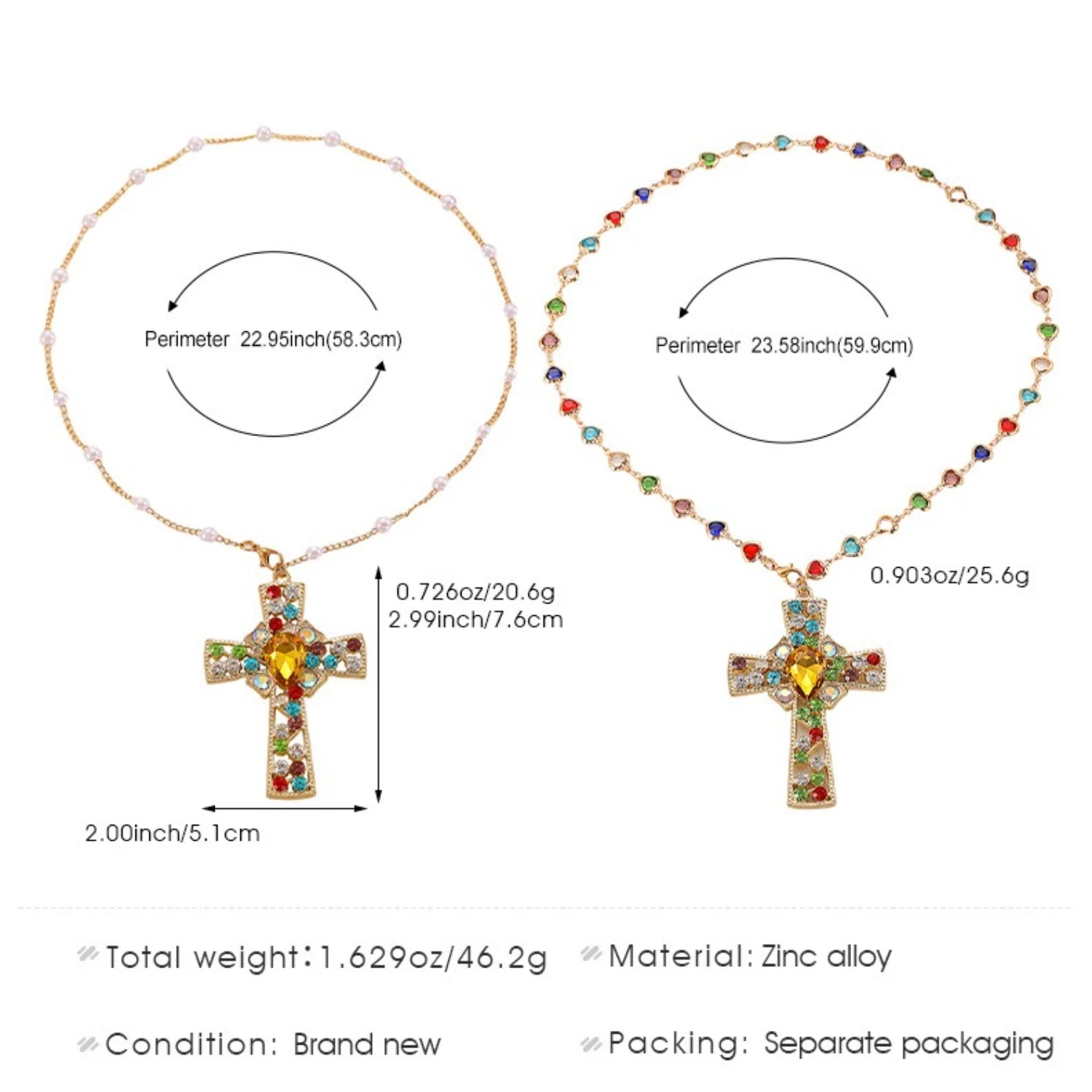 WANZHI Exquisite Metal Zircon Cross Tassel Necklaces for Women Men Luxurious Punk Long Choker Fashion Jewelry Accessories Gifts