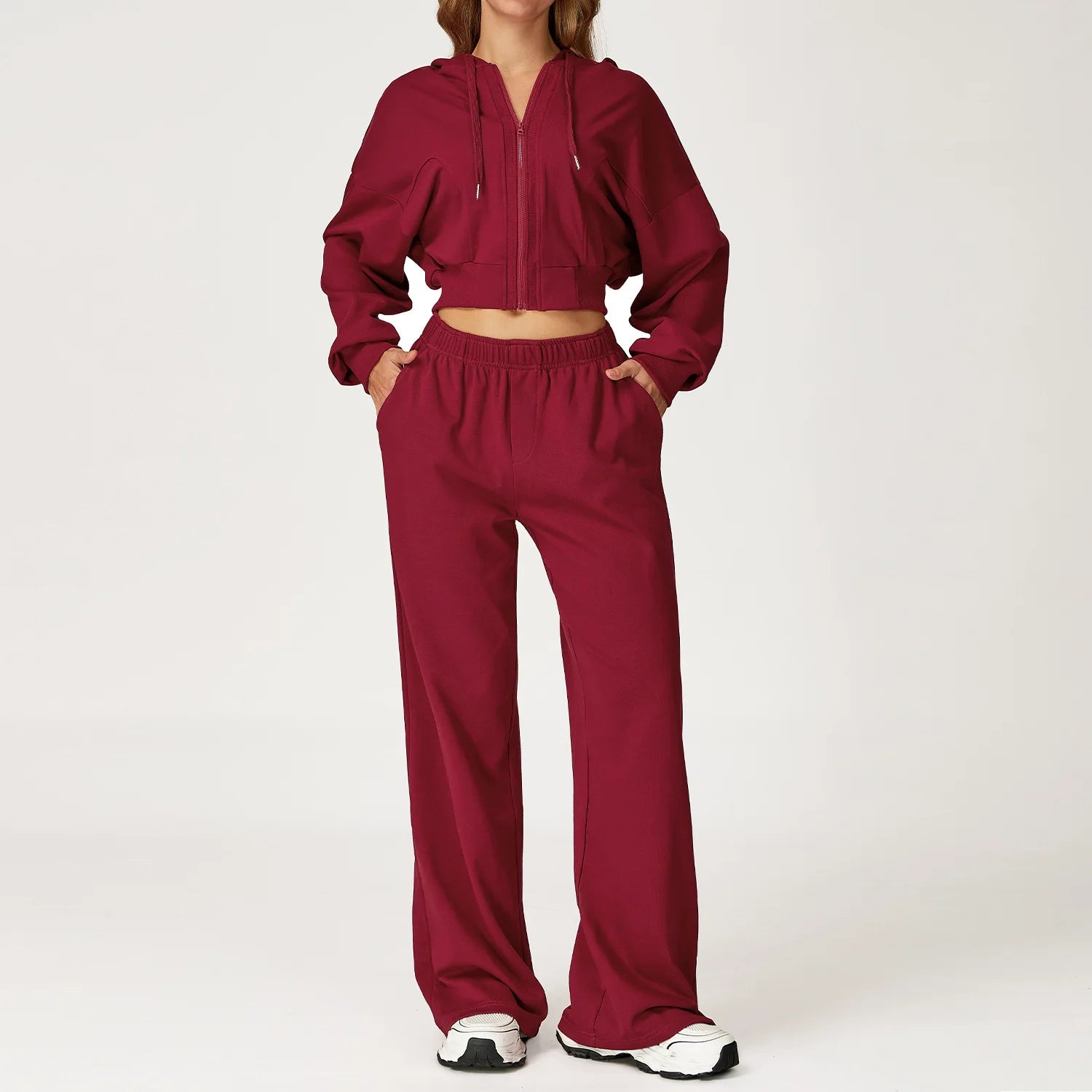 Winter 2-piece Casual Sports Hoodie Set Women's Long Sleeved Loose Yoga Set High Waisted Sweatpants Running and Fitness Set
