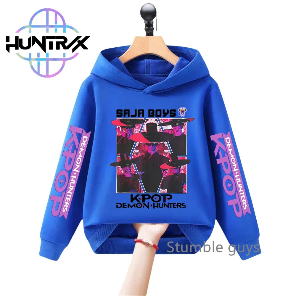 3-12Y Kids Hoodie KPop Demon Hunters Spring Autumn Sportswear Warm Print Casual Fashion Boys Clothes Girls