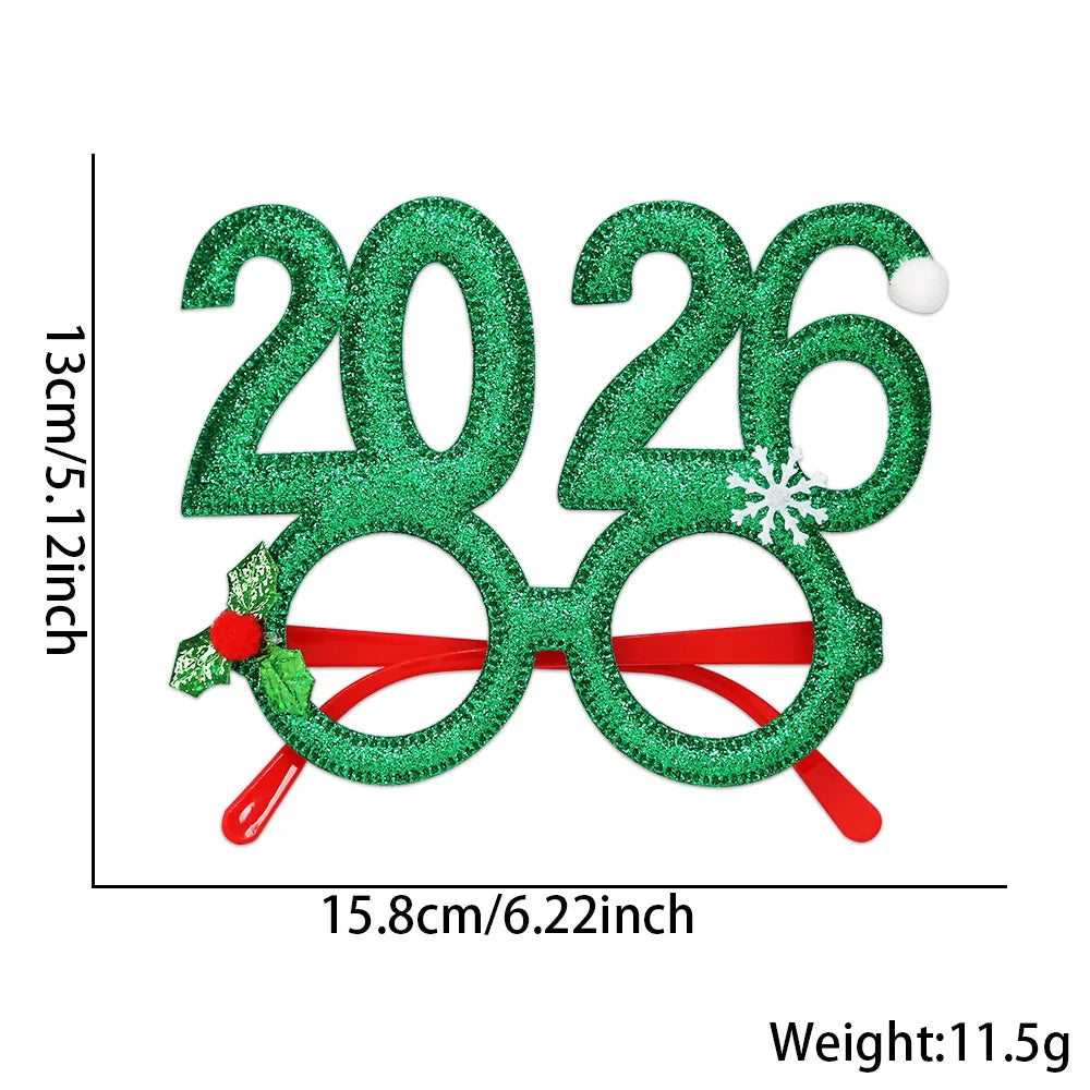 2026 Christmas Theme Digital Funny Glasses Party Decoration New Year Photo Frame Creative Eye Wear for Holiday Celebrations