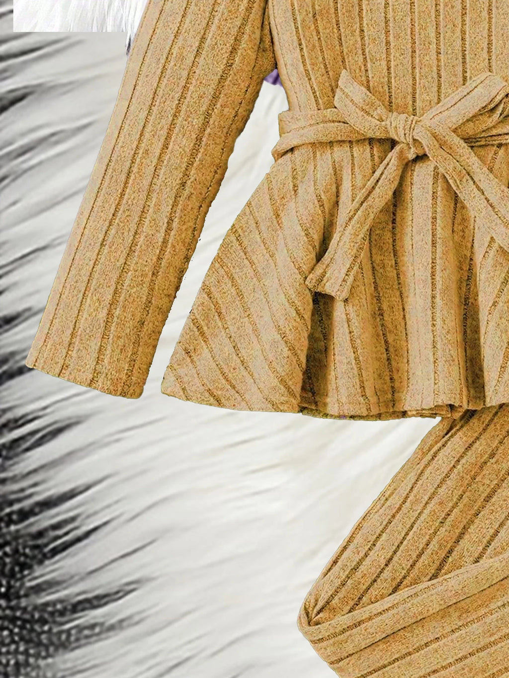 Two Piece Set  Girls' Set Winter Long Sleeved Casual Ruffle Edge Skirt For Girls' Clothing Wide Leg Pants For Big Boys Versatile