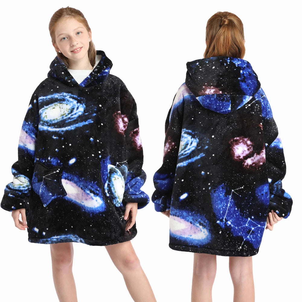 New Winter Oversized Hoodies for Girls Children Warm Soft Animal Cartoon Sweatshirts Girls Outwear Penguin Avocado Panda Hoodie