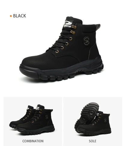 High-top PU anti-smash anti-puncture breathable safety shoes