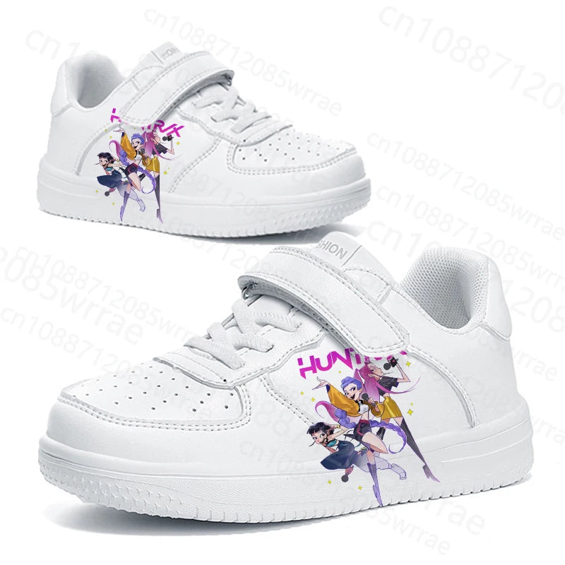 2025 New KPop Demon Hunters children girl shoes High quality genuine leather running Youth student casual sports shoes