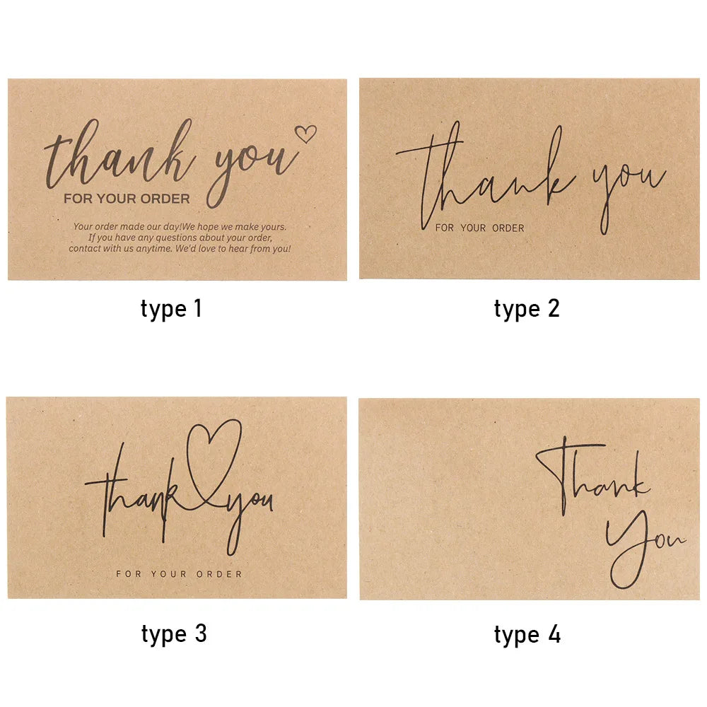 For Small Business Online Retail Greeting  Labels "Thank You For Your Order" Postcards Express Appreciate Kraft Paper Cards