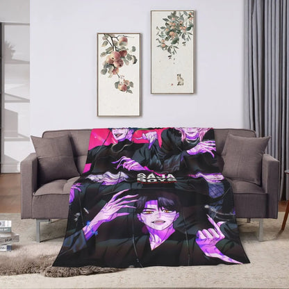 K-pop Demon Hunter Anime-Inspired Ultra-Soft Flannel Blanket - Warm & Cozy All-Season Throw with Vibrant Character Artwork