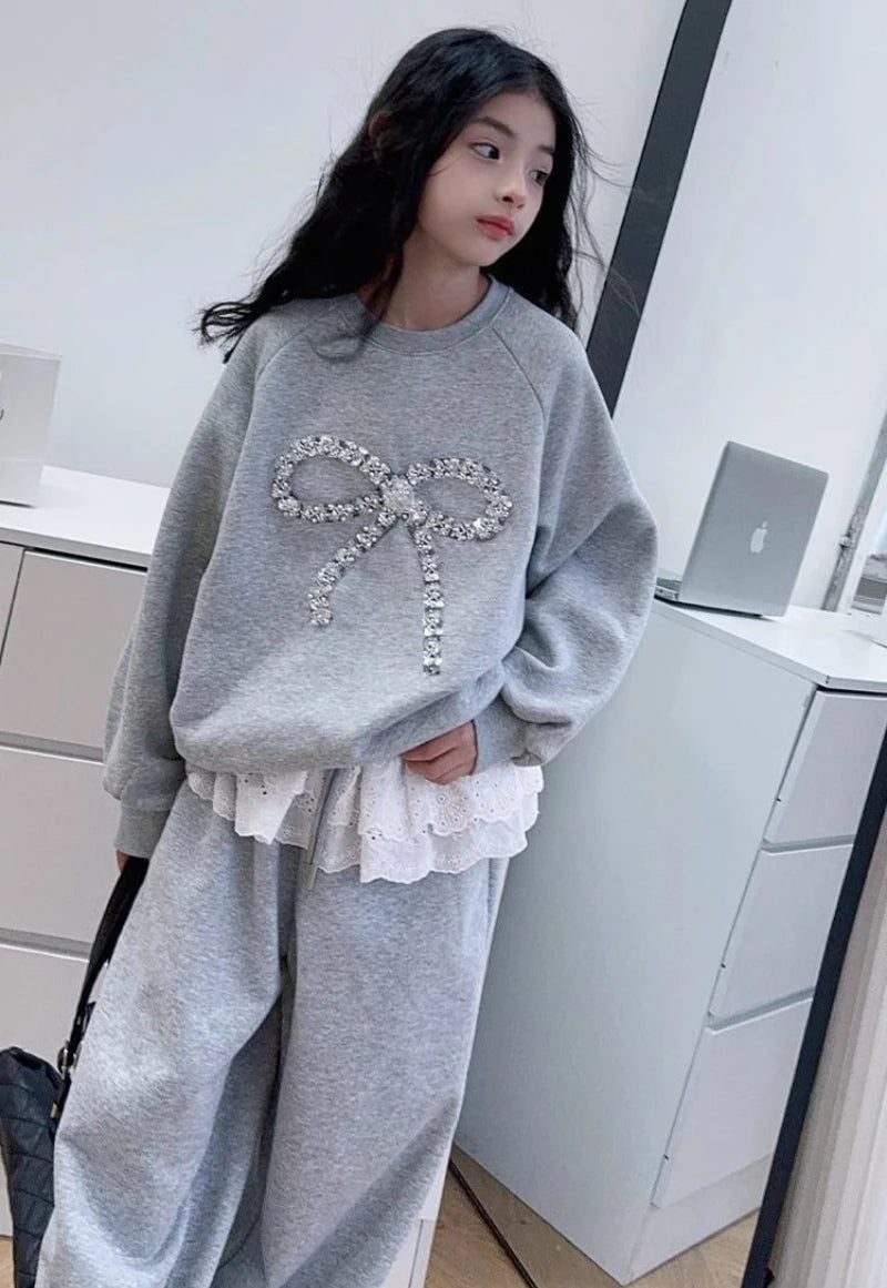 Sweatshirt Set Top & Pants 2-Piece 2025 Girl Autumn Winter Clothes Boutique Clothing Children's Setup Girls's Sets 4yrs Suit