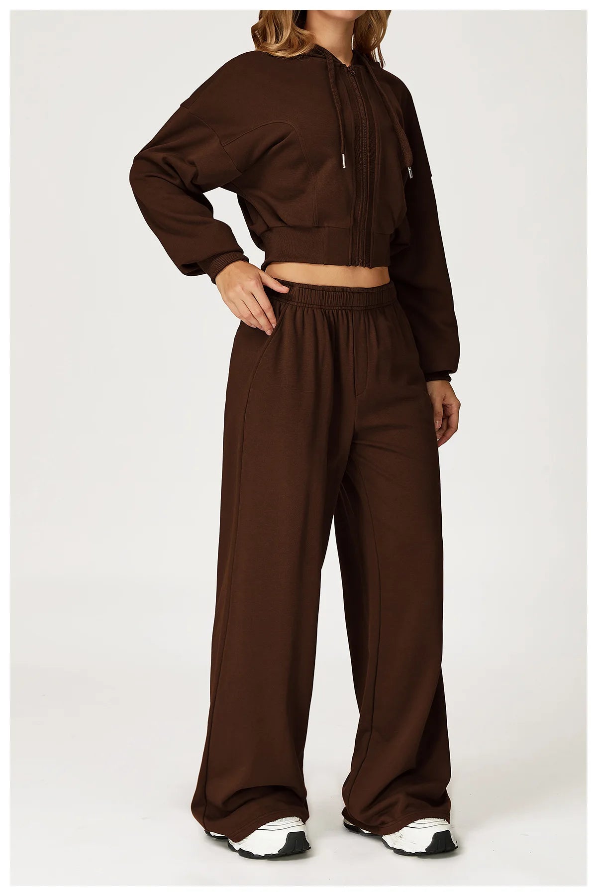 Winter 2-piece Casual Sports Hoodie Set Women's Long Sleeved Loose Yoga Set High Waisted Sweatpants Running and Fitness Set