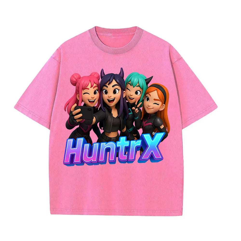 2025 Anime KPOP Tshirts Men Vintage Washed Shirt Harajuku Oversize Crew Neck Cotton Tee Cotton Fashion Streetwear Unisex Top