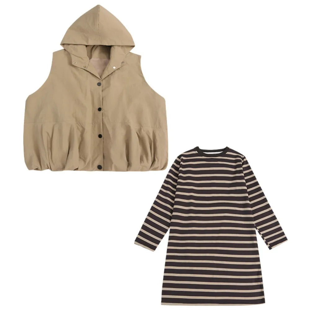 Two Pieces Set Y2K Children's Wear Suit Slim Fit Sweet Waistcoat Dress Suit Teens Autumn Summer Girls Clothes Set Kids