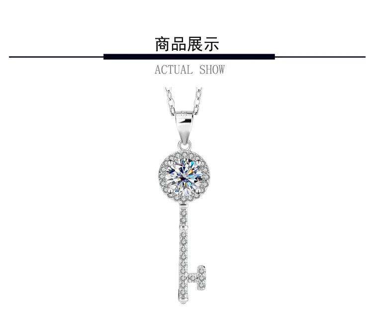 s925 sterling silver four-leaf clover necklace, silver pendant, Moissanite necklace, classic for women