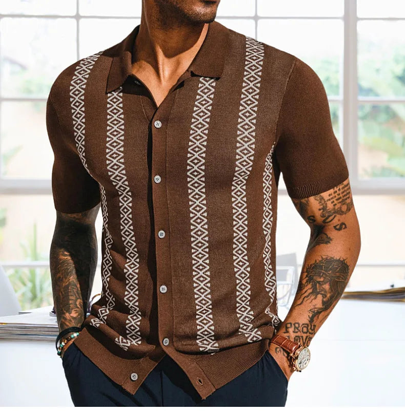 Men's Luxury Polo Shirt | High Quality Three-dimensional Tailoring Slim Temperament Men's Knit Shirt, Business Casual T-shirt