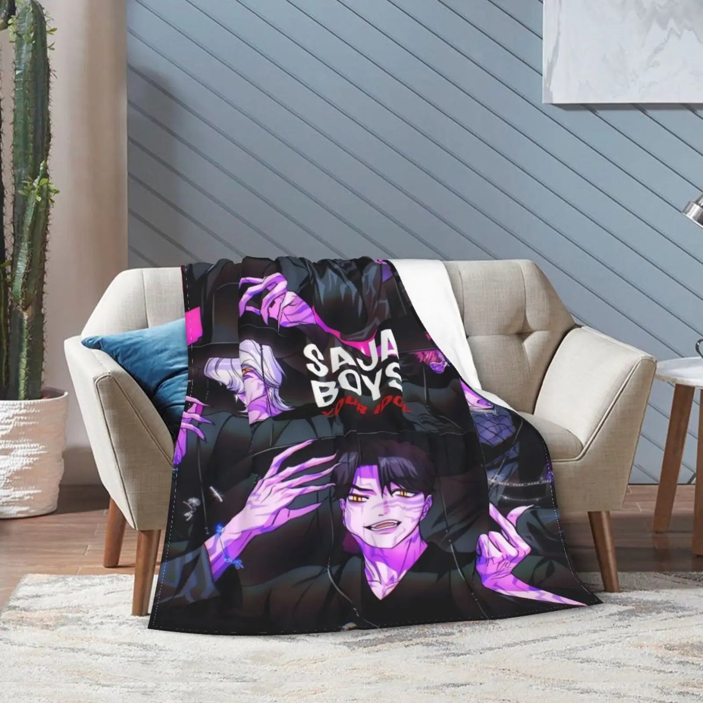 K-pop Demon Hunter Anime-Inspired Ultra-Soft Flannel Blanket - Warm & Cozy All-Season Throw with Vibrant Character Artwork