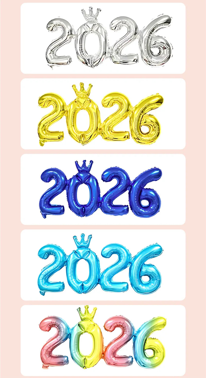 2026 Number Foil Balloons for Happy New Year Eve Party Decoration Photo Booth Props Supplies Christmas Home Decor Navidad 2025
