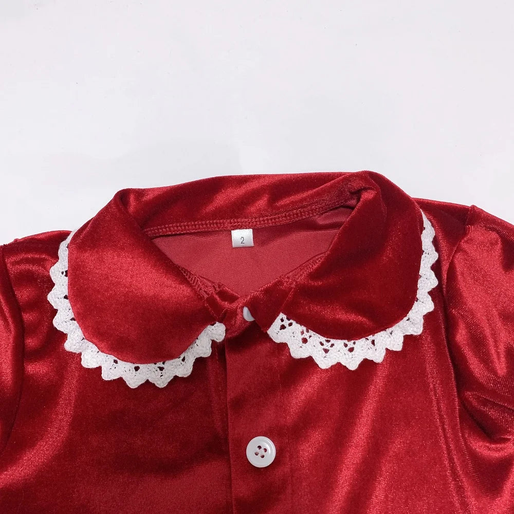 2025 winter family christmas matching outfits loungewear kids girls boys red velvet pyjamas fille cream white pjs set sleepwear