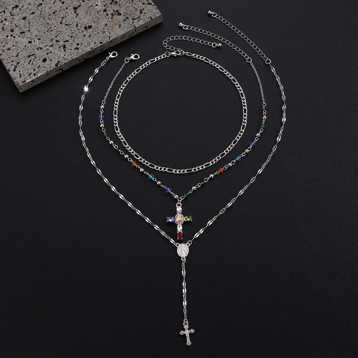 WANZHI Exquisite Metal Zircon Cross Tassel Necklaces for Women Men Luxurious Punk Long Choker Fashion Jewelry Accessories Gifts