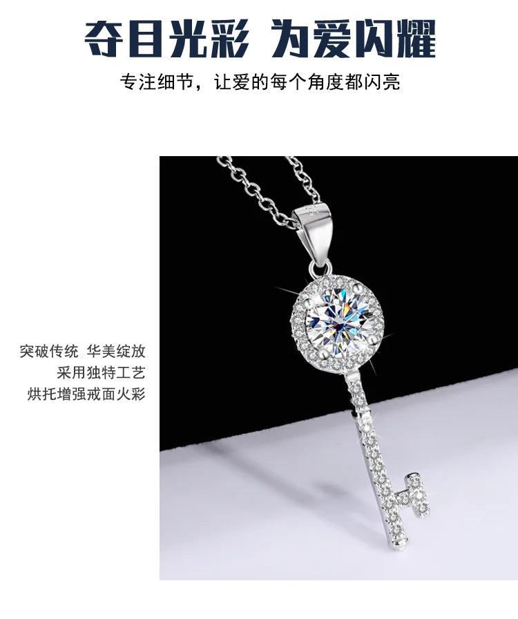 s925 sterling silver four-leaf clover necklace, silver pendant, Moissanite necklace, classic for women