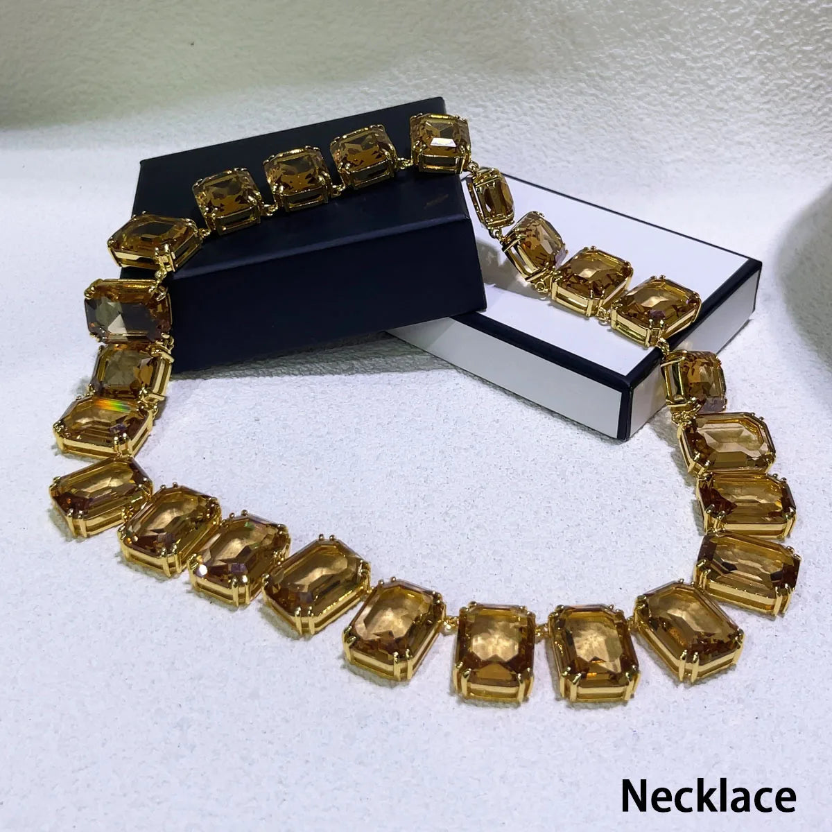 Original Brand New Brown High Quality Jewelry Luxury Brand Crystal Exquisite Pendant Necklace Bracelet Crystal Party Gift Women