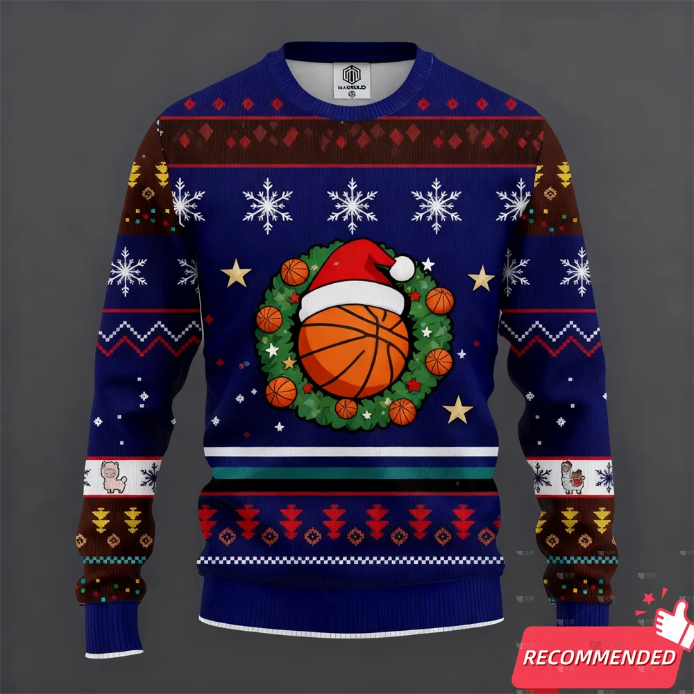 New Ugly Christmas Sweater For Women Clothing Fashion Basketball Santa Mens Funny Ugly Sweater Xmas Sweatshirt Unisex Jumper Top