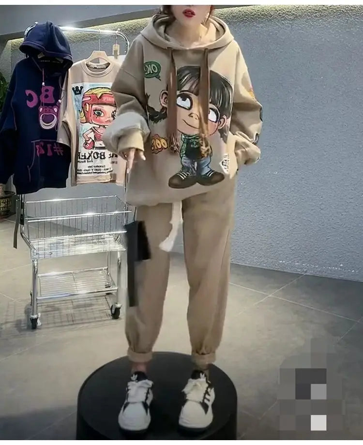 Hoody Extra Large 2025 New Medium To Long Size Cartoon Cute Girl Fleeces Hooded Women Hoodie Autumn Sweater Loose Top Sweatshirt