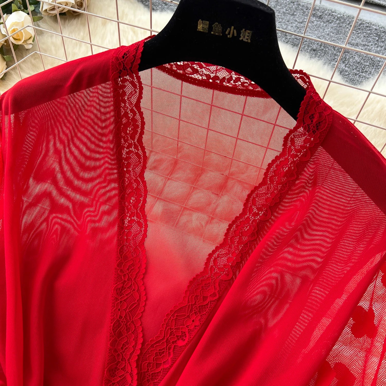 SINGREINY Women Elegant Sheer Sexy Cardigan Robes Wools Spliced Long Sleeve Shawls Fashion French Gauze Transparent Long Robes