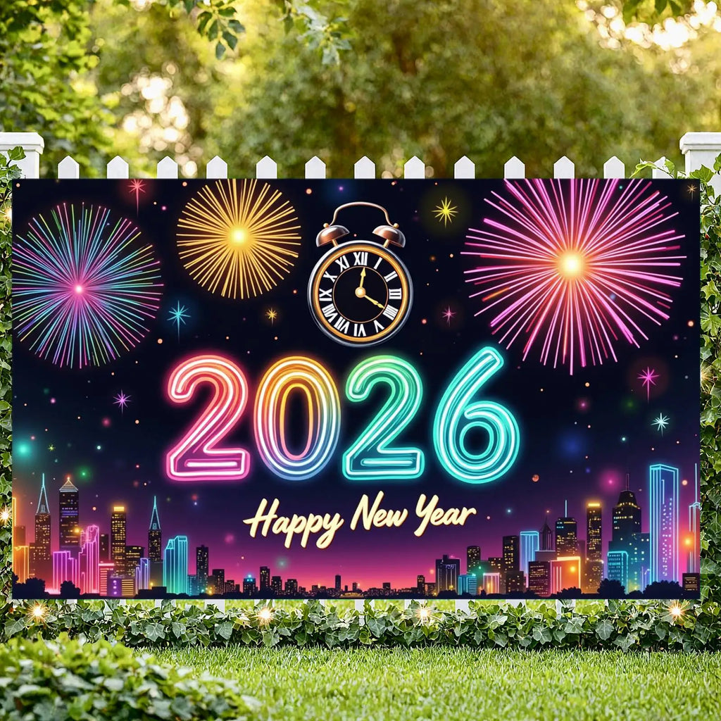 2026 Happy New Year Party Decor Background New Year Champagne New Year Eve Party Cake Table Decor Happy New Year Backdrop Gift