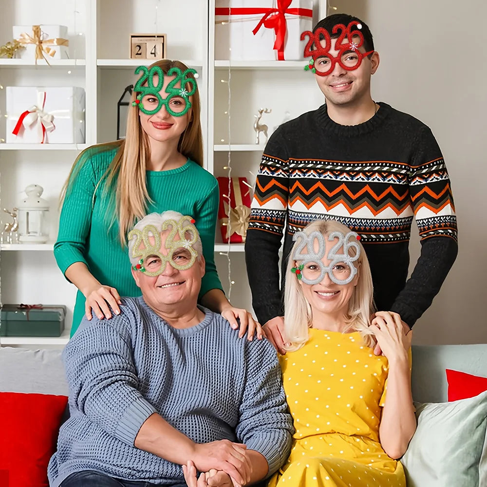 2026 Christmas Theme Digital Funny Glasses Party Decoration New Year Photo Frame Creative Eye Wear for Holiday Celebrations