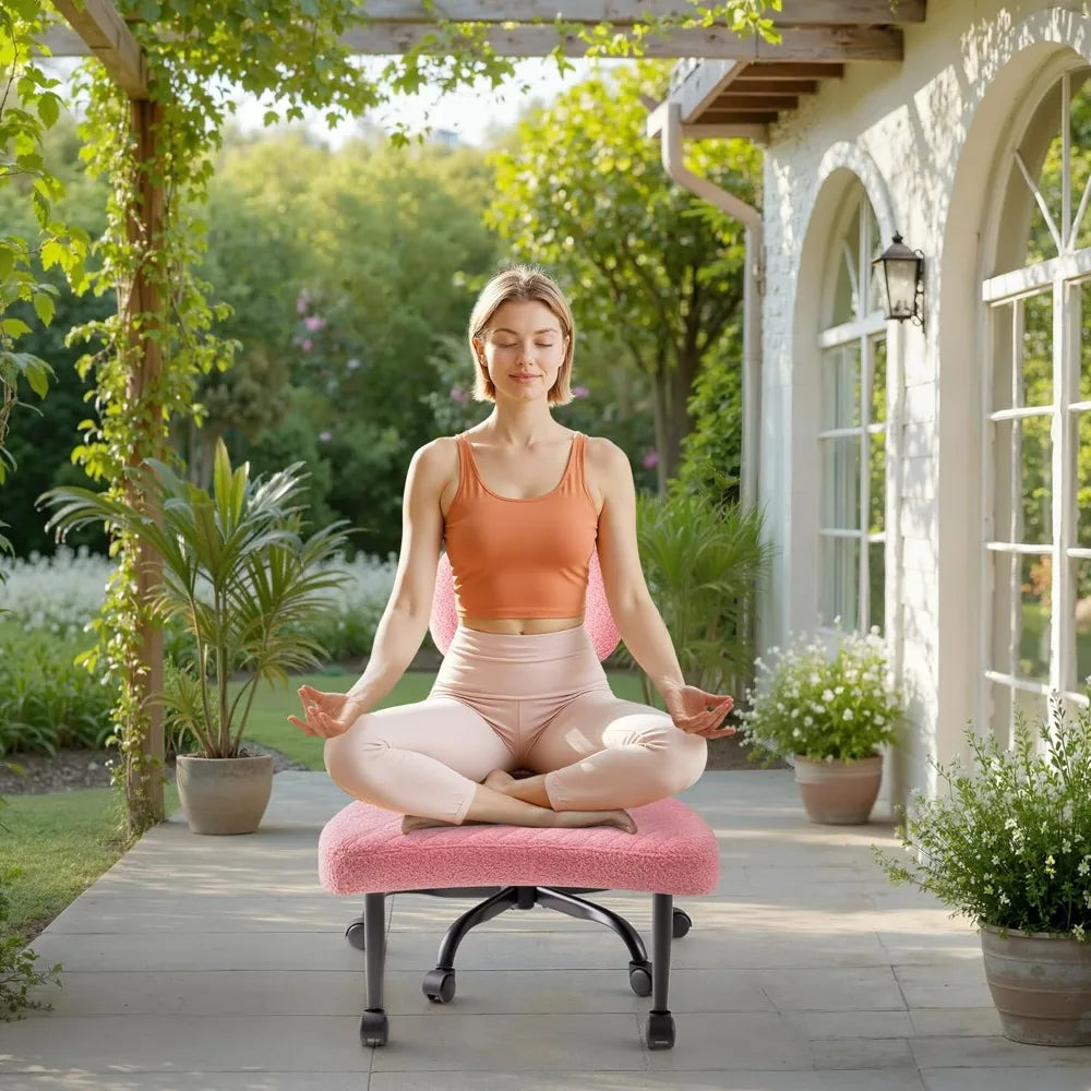 Furmax Ergonomic Criss Cross Legged Office Chair with Wheels, 360°Swivel Adjustable Height Kneeling Desk Chair with Footrest