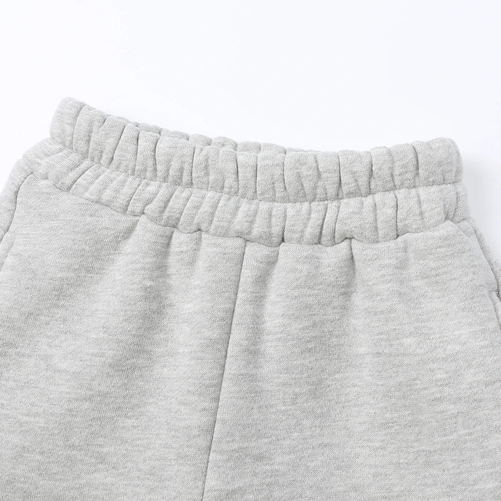 2025 New Winter Kids Boys Girls Clothes 2 Pieces Tracksuit Outfits Set Solid Top Sweatshirt+Elastic Joggers Shorts Causal Suit