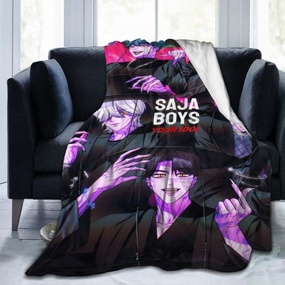 K-pop Demon Hunter Anime-Inspired Ultra-Soft Flannel Blanket - Warm & Cozy All-Season Throw with Vibrant Character Artwork