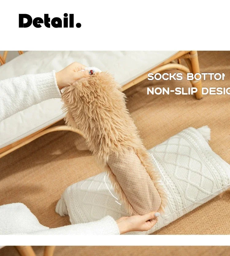 Women's Men Winter Kawaii Big Eyes Slipper Socks with Puppy Ears Cartoon Non-slip Floor Socks Warm Thickened Coral Stockings  ﻿