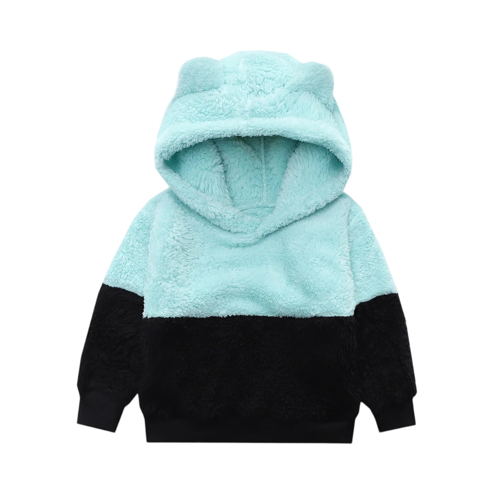 Kids' Color Block Hoodie Plush Winter Top Autumn Casual Fashion Plush Pullover Sweatshirt Fall Hoodies for Boys and Girls 2-8Y