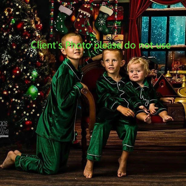 2025 winter family christmas matching outfits loungewear kids girls boys red velvet pyjamas fille cream white pjs set sleepwear