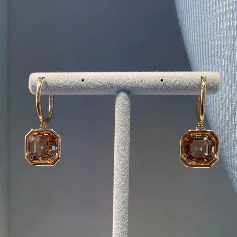 Original Brand New Brown High Quality Jewelry Luxury Brand Crystal Exquisite Pendant Necklace Bracelet Crystal Party Gift Women