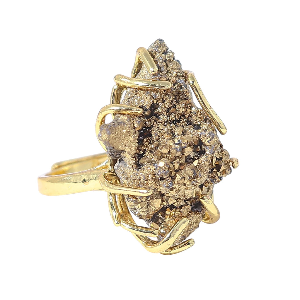 2025 Adjustable Natural Crystal Raw Cluster Ring Colorful Healing Crystal Jewelry Unisex Crystal Wristband Mindfulness Accessory