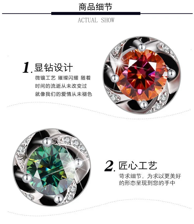 s925 sterling silver four-leaf clover necklace, silver pendant, Moissanite necklace, classic for women