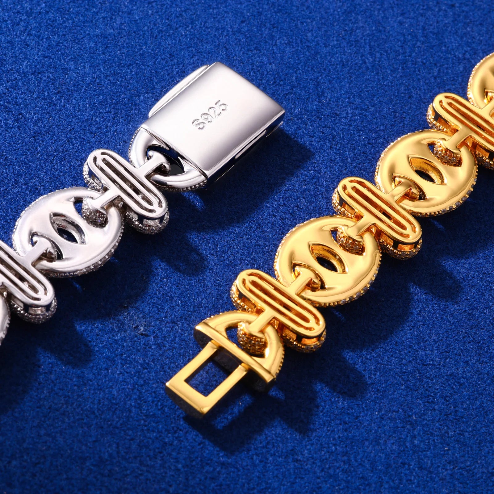 New 925 Sterling Sterling Lucky Clover Bracelet Iced Out Bling Moissanite Evil Eye Link Chain Luxury Hip Hop Party Jewelry Gifts