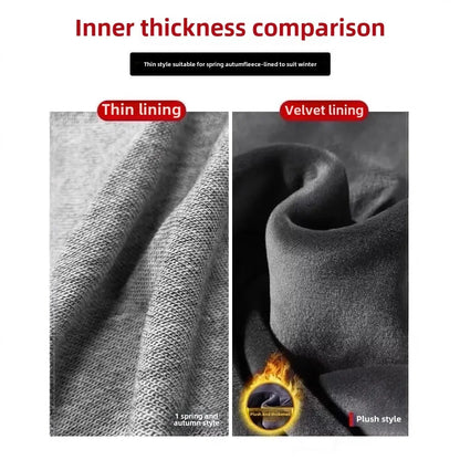 Men's Autumn/Winter Fleece-Lined and Thickened Sweatpants Versatile Casual Straight-Leg Pants Loose-Fitzip-Upocket Solid Color W