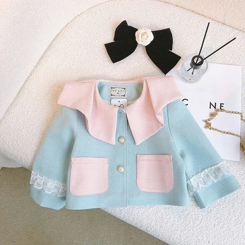 Kids 2Pcs Tweed Clothes Sets Girl Fashion Spring Winter Children Suits for 1-10Ys Elegant Sweet Outfit Kids Clothes