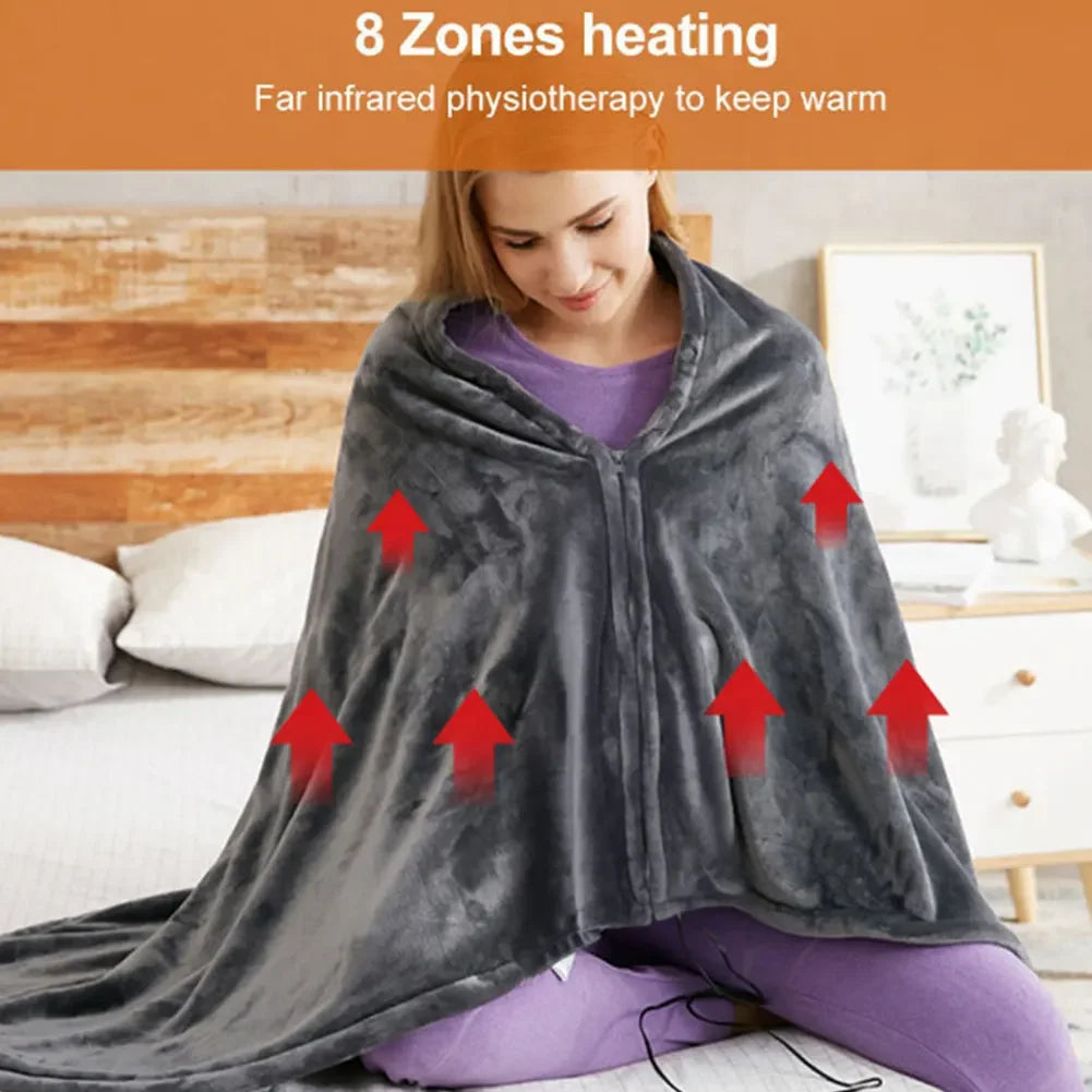 USB Heated Shawl Electric Heating Blanket 3 Heating Level Wearable Heated Poncho Throw Heated Throw Blanket for Camping Hiking