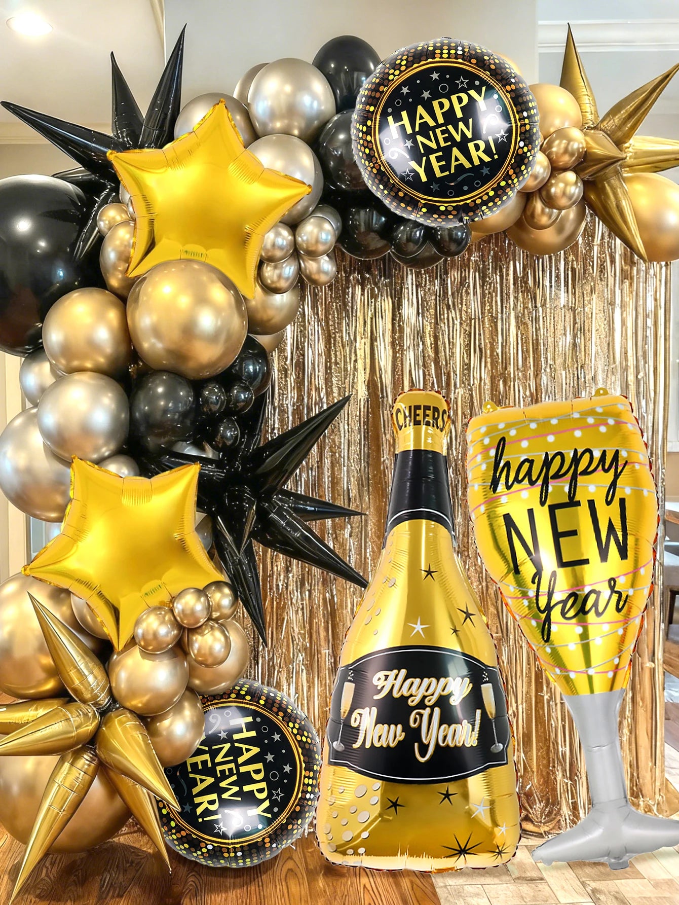 6pcs/set 2026 New Year balloon kit, suitable for New Year party, 2026 New Year decoration, 2026 New Year's Eve party supplies